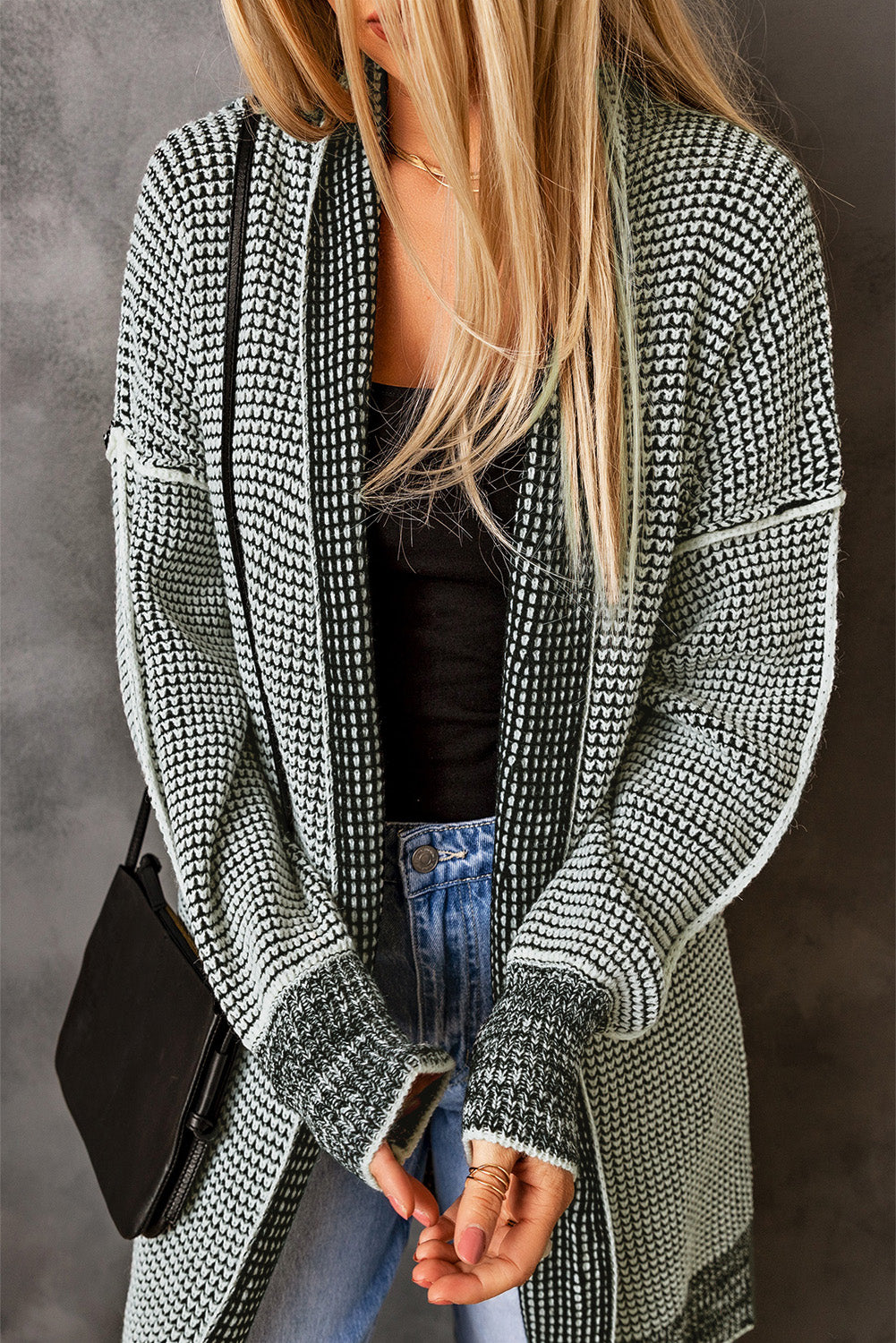 Gray Plaid Cardigan