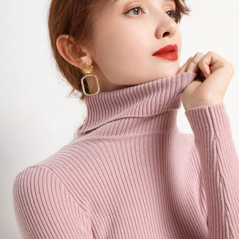 Cozy Fall Turtleneck Sweater Chunky Knit, Soft & Stylish