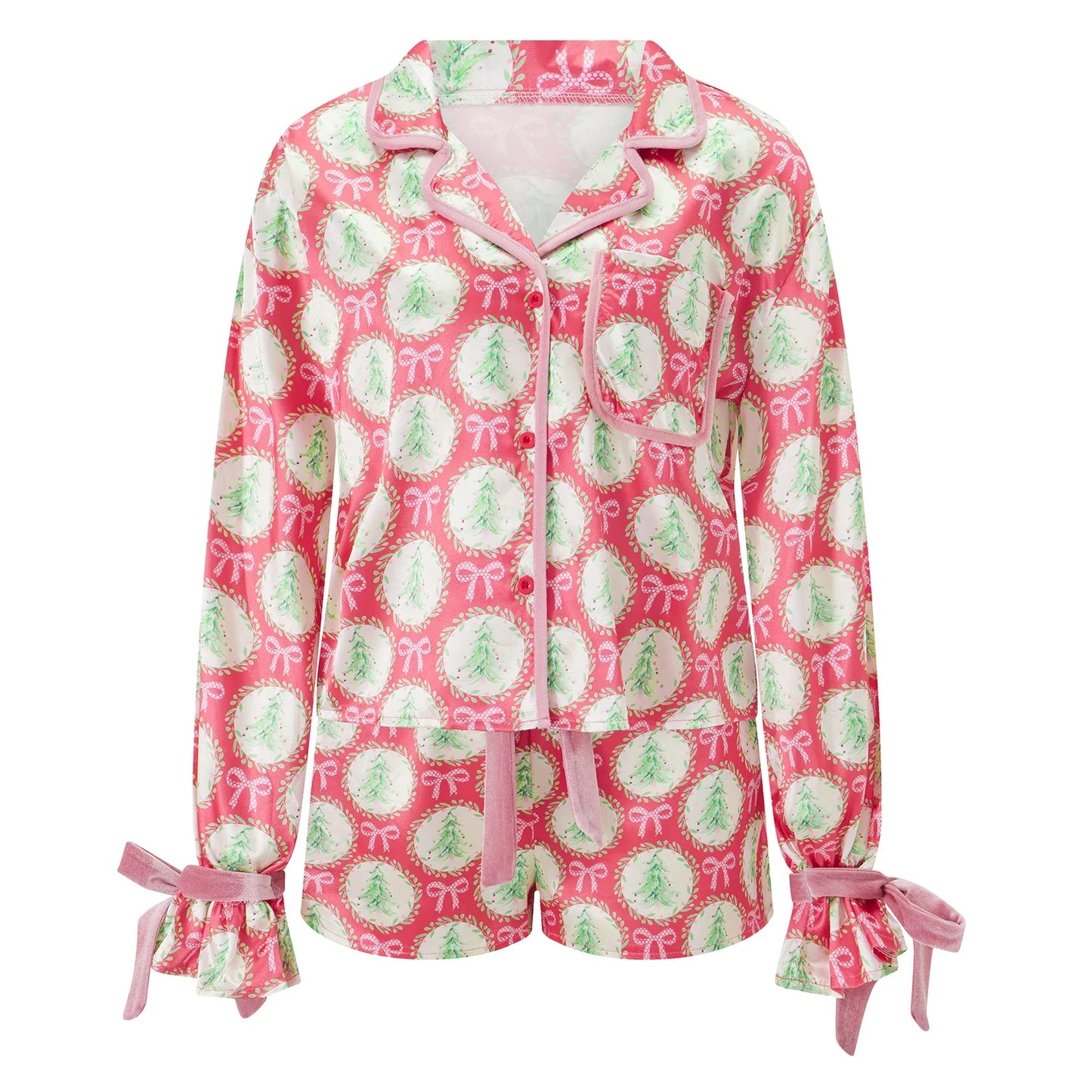 đChristmas Pajamas for Women Bow Tie Long Sleeve