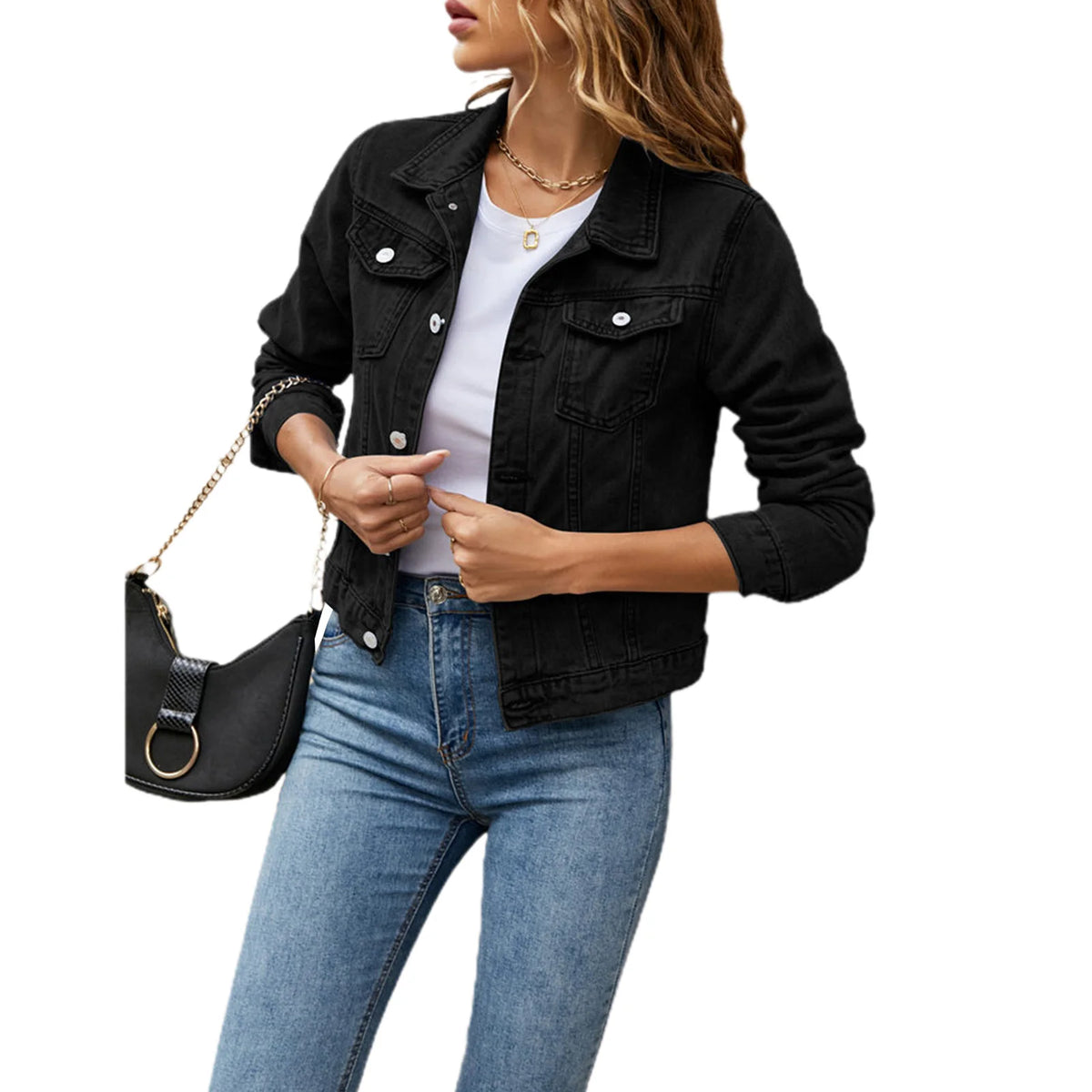 Denim Jacket Solid Button Down