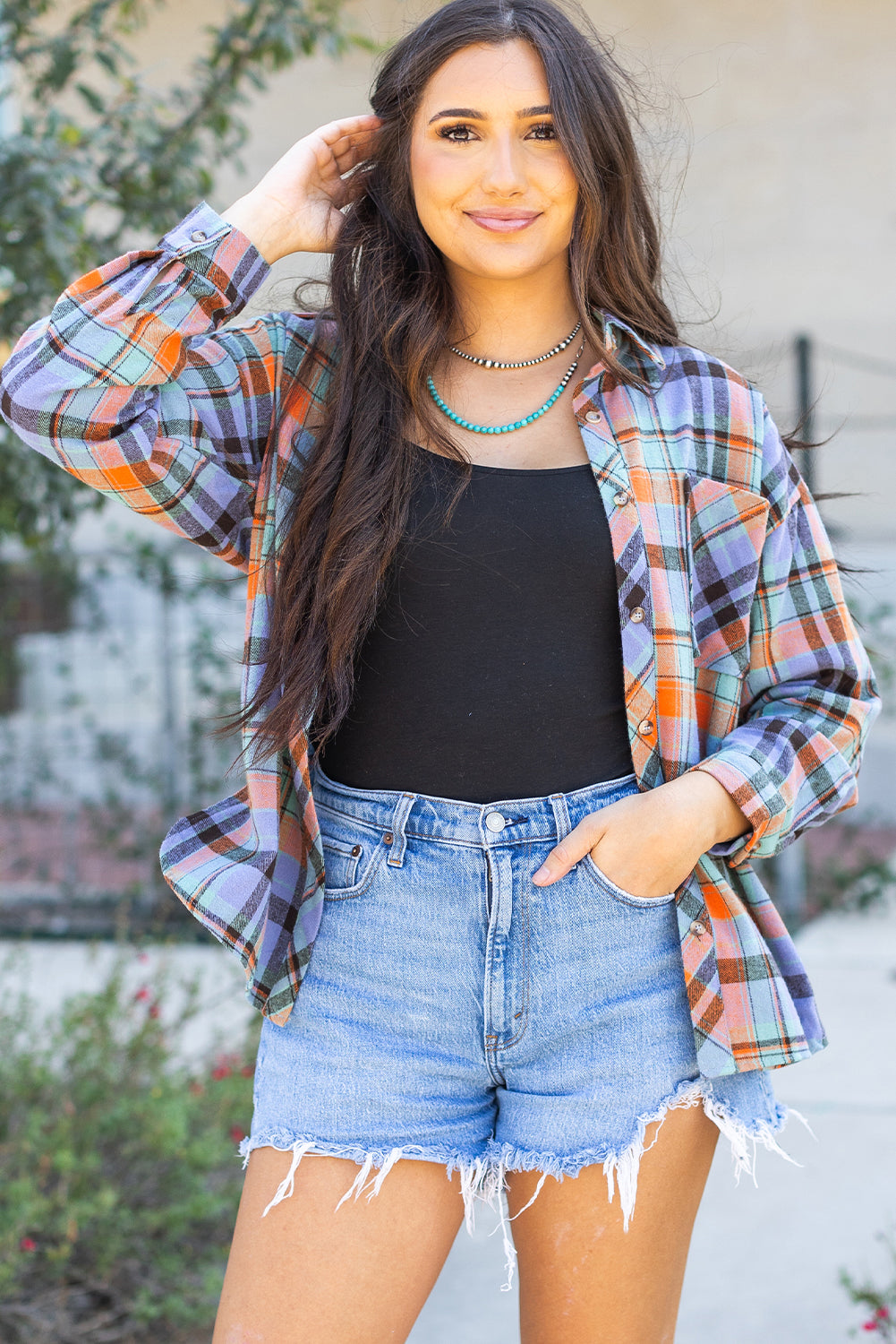 Desert Sky Plaid Flannel Shacket