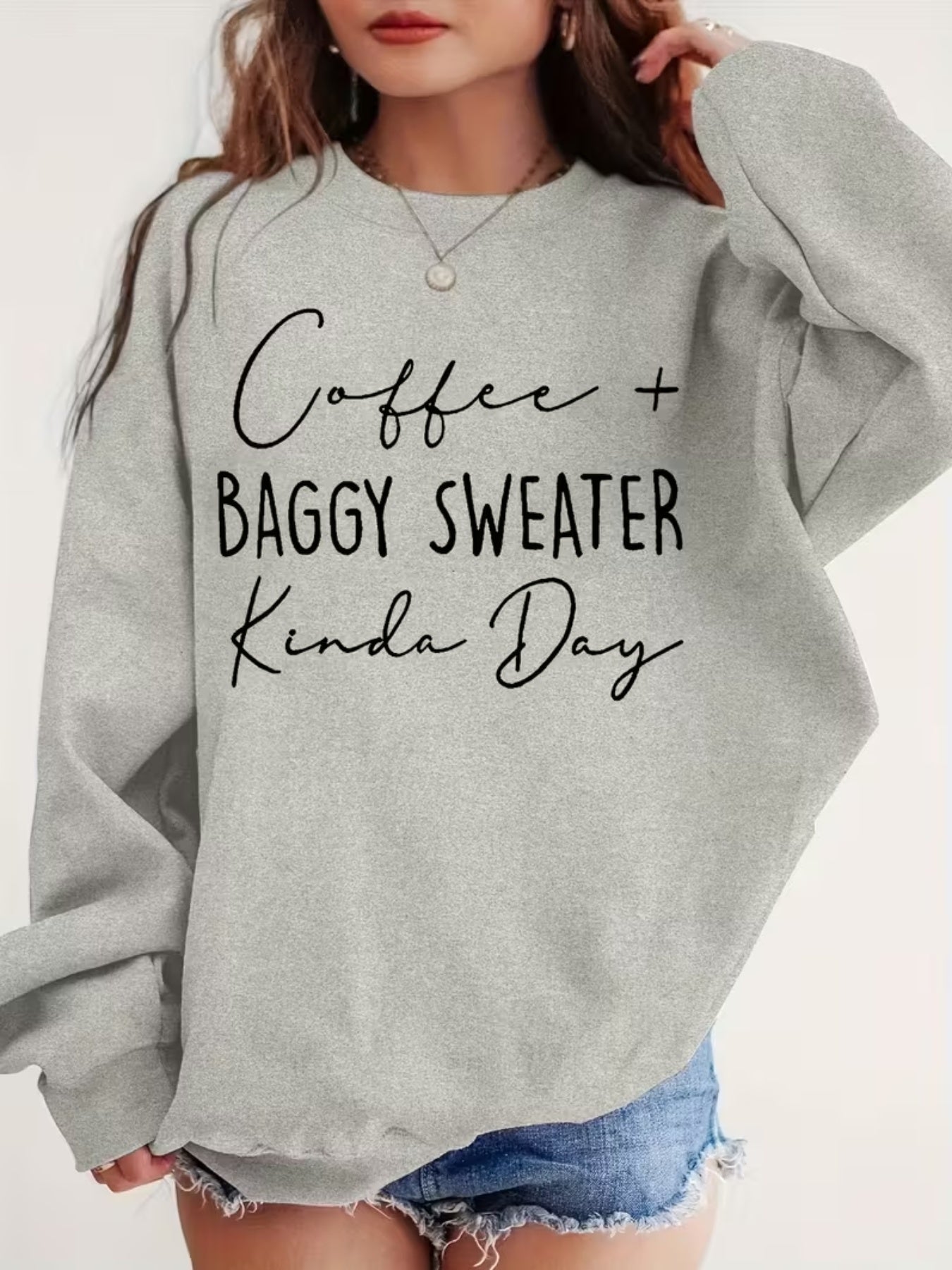 Oversized Pullover Coffee + BAGGY SWEATER Kinda Day"