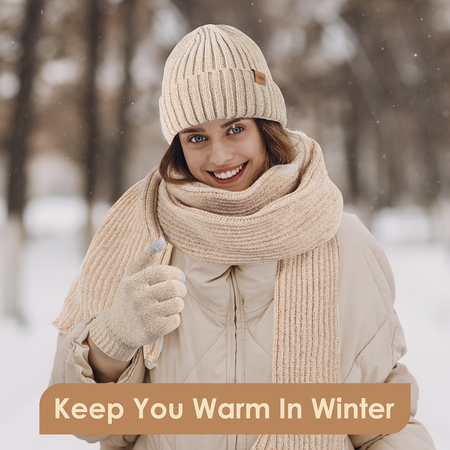 🎄Winter Scarf, Gloves & Hat Set - Plush Touchscreen Gloves