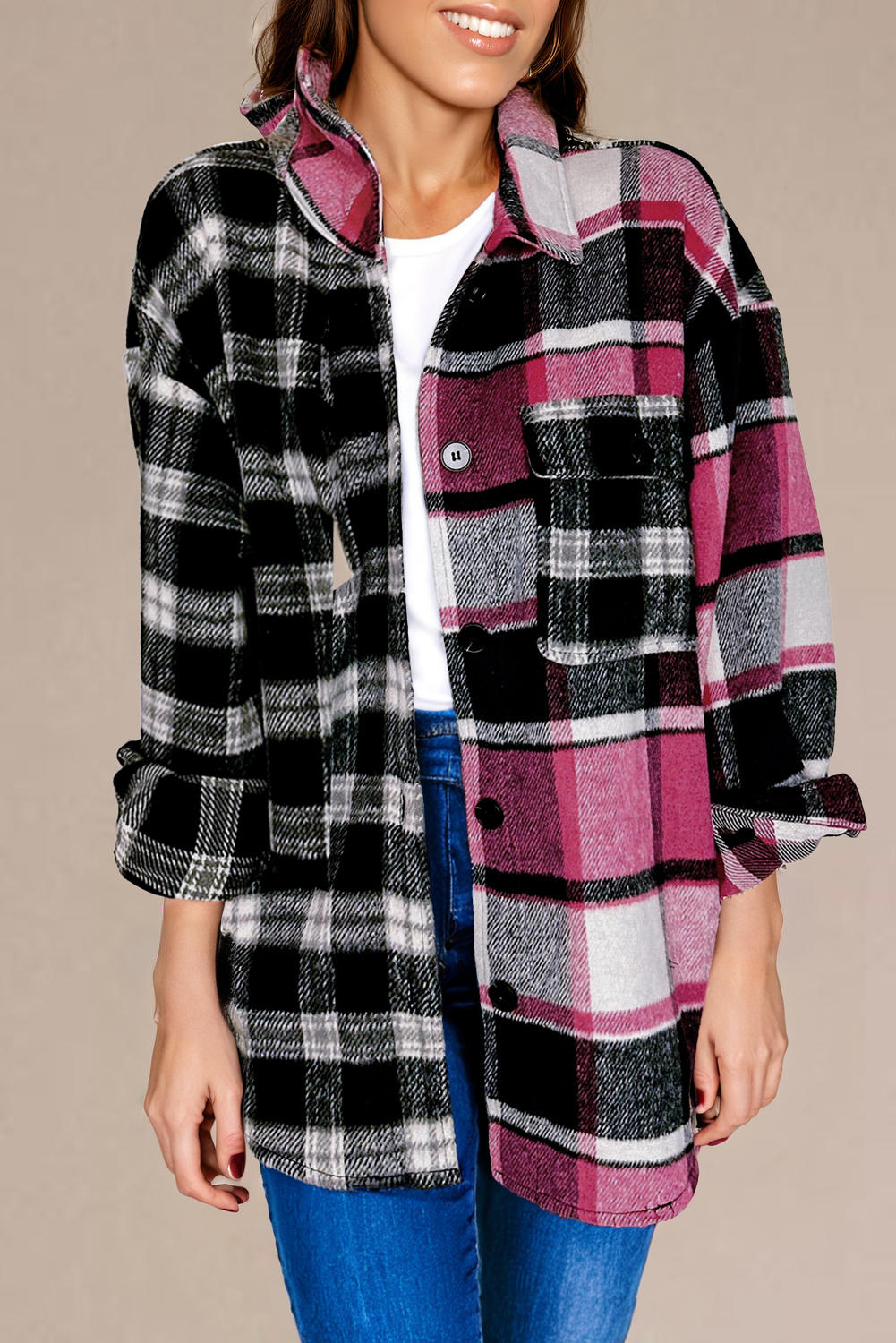 Black Plaid Colorblock