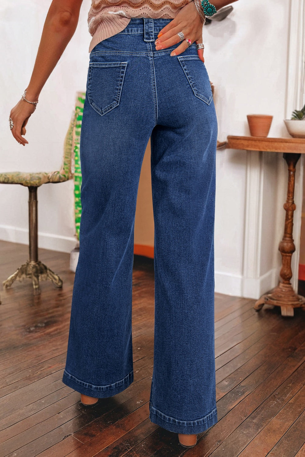 Sail Blue Wide Leg High Waist Jeans