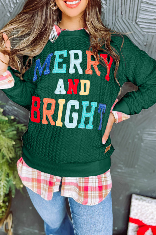 Blackish Green Merry And Bright Pullover Sweatshirt