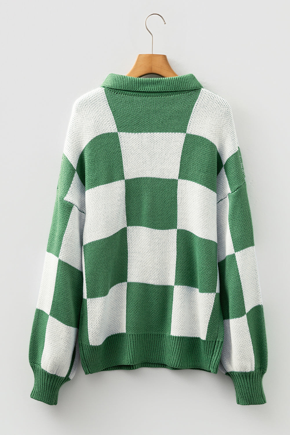 Mist Green Polo Collar Loose Sweater