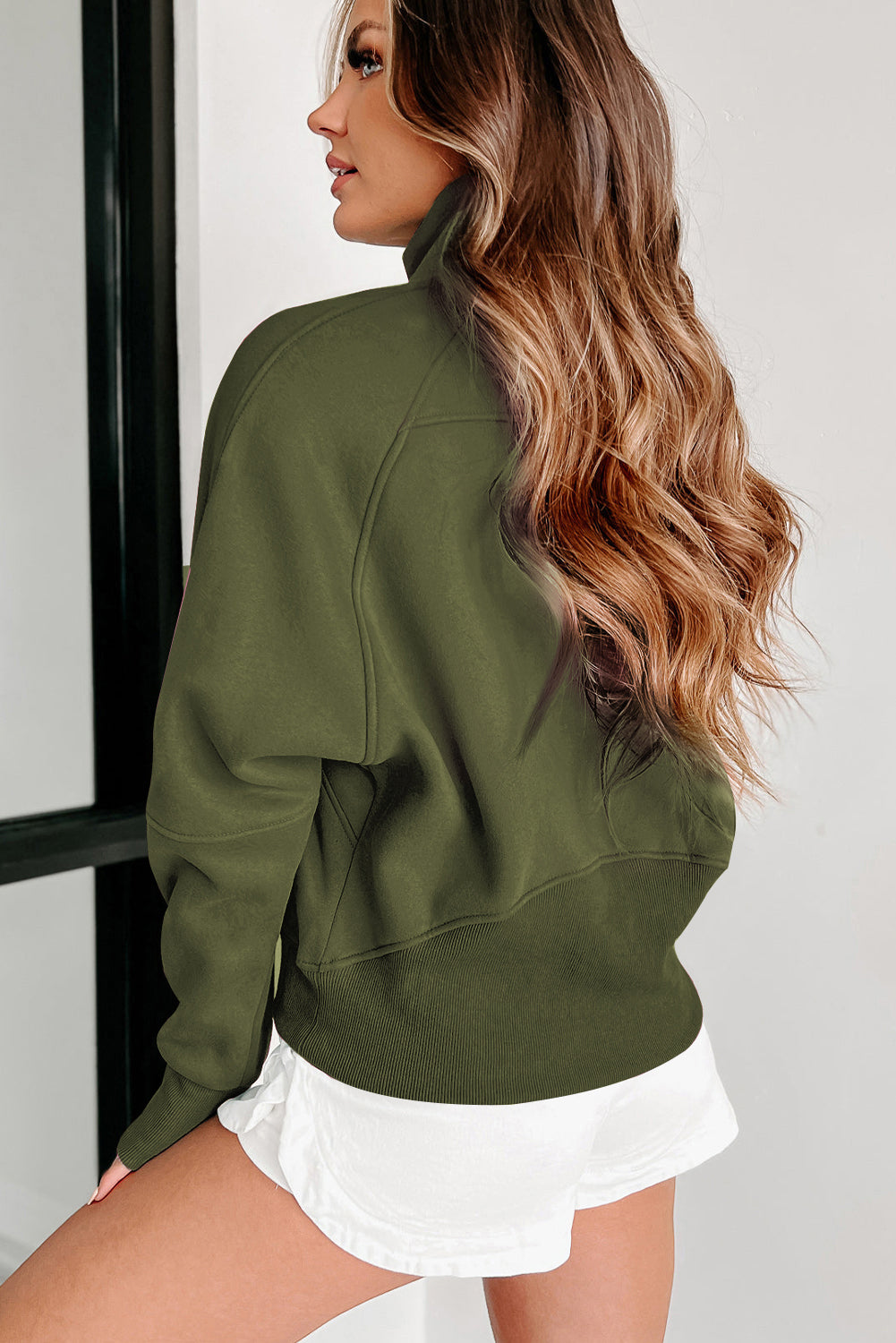Cozy Olive Zip-Up Thermal Hoodie