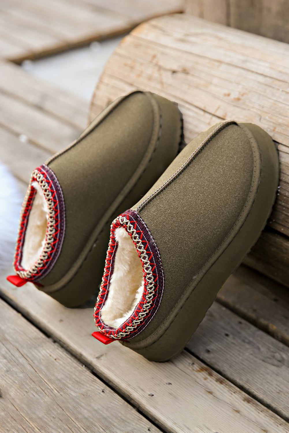 Sage Green Suede Plush Boots