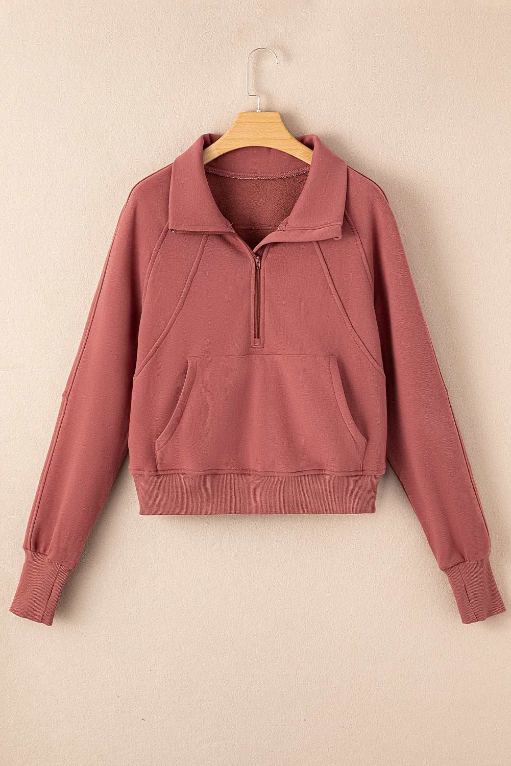 Mauve Zip‑Pullover Lounge Top