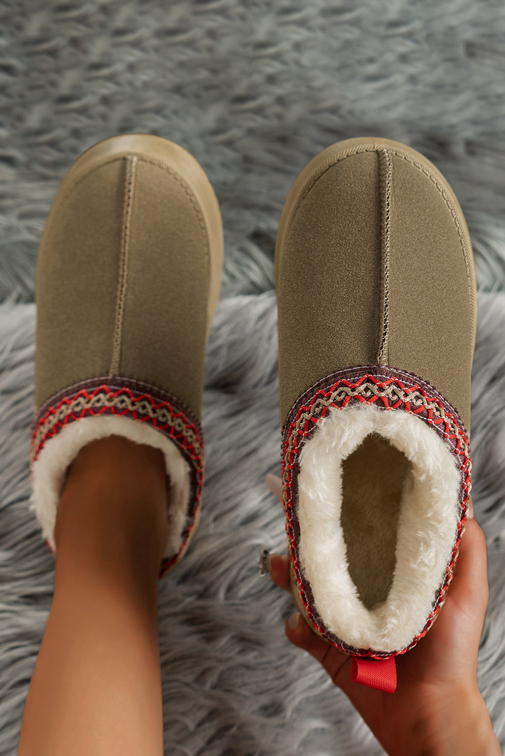 Sage Green Suede Plush Boots