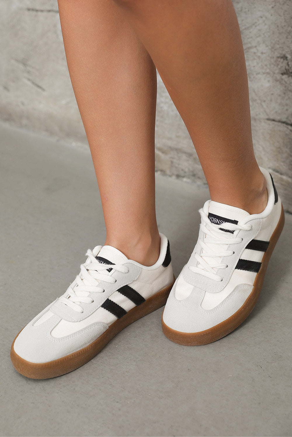 White Striped Lace Me Sneakers