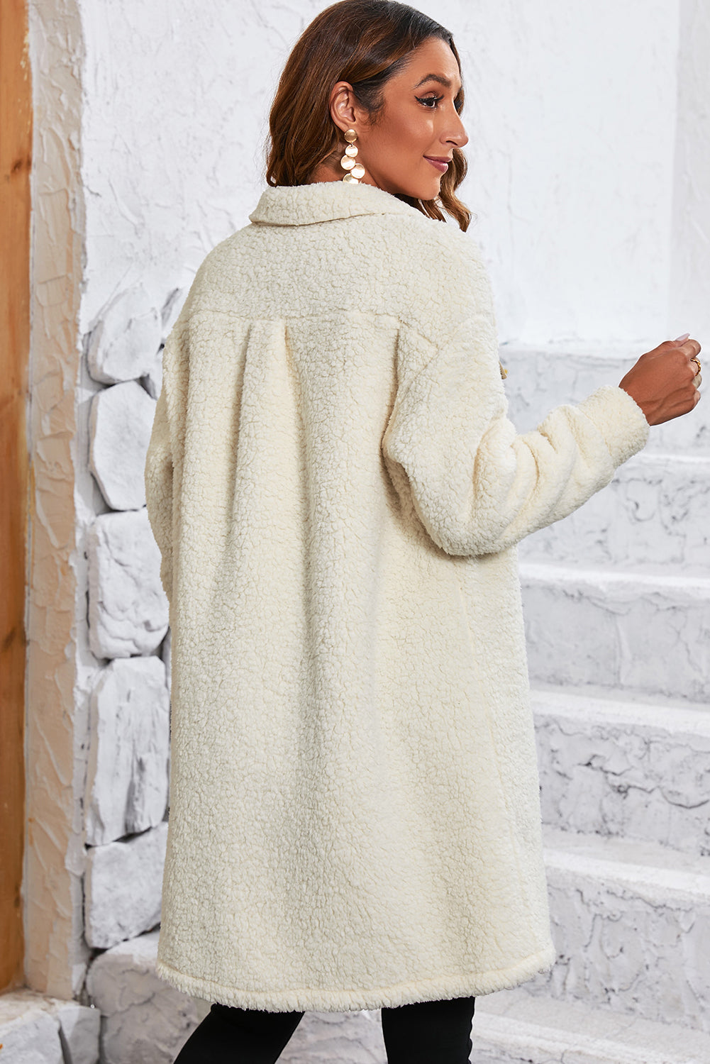Beige Teddy Fleece Coat – Cozy Winter Style
