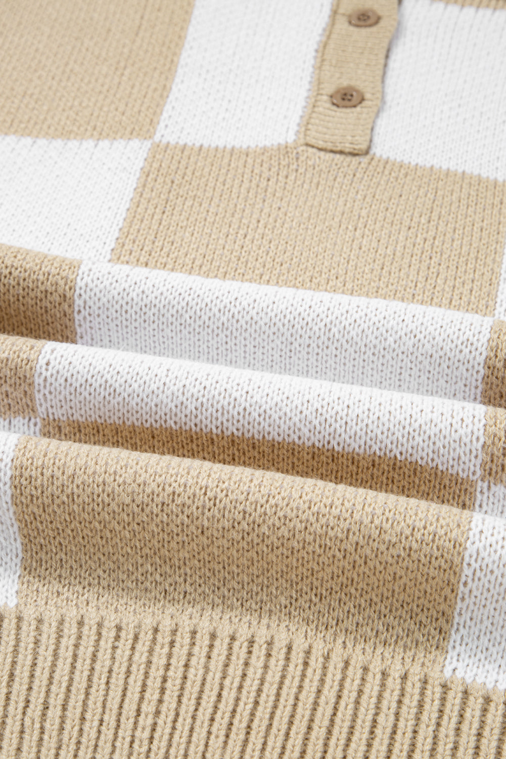 French Beige Polo Collar Loose Sweater