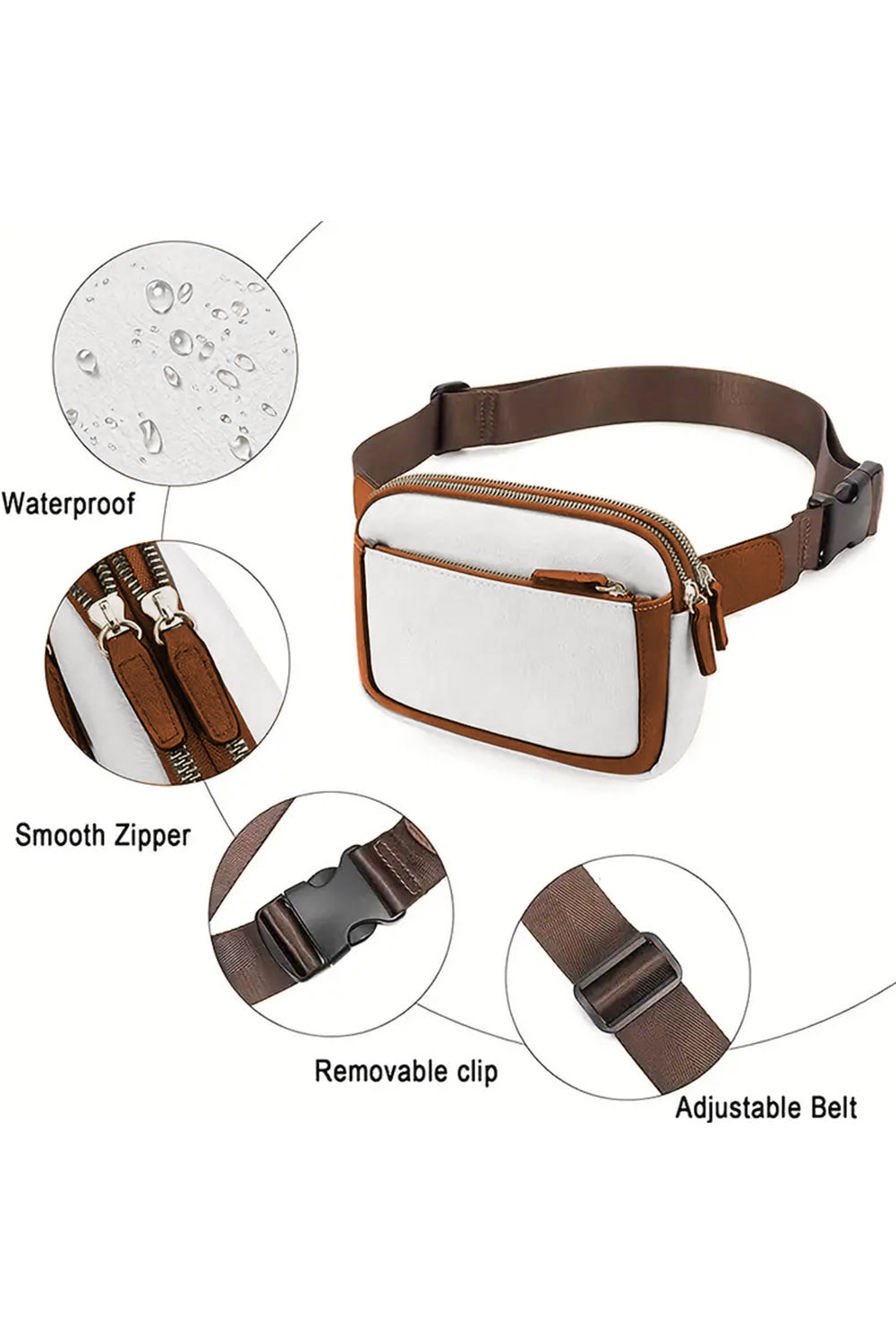 White Adjustable Strap Crossbody Bag