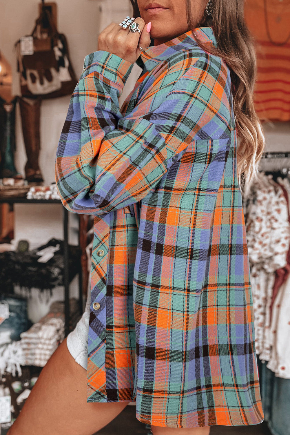 Desert Sky Plaid Flannel Shacket