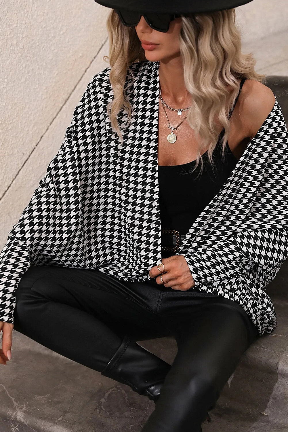 Black Print Long Kimonos