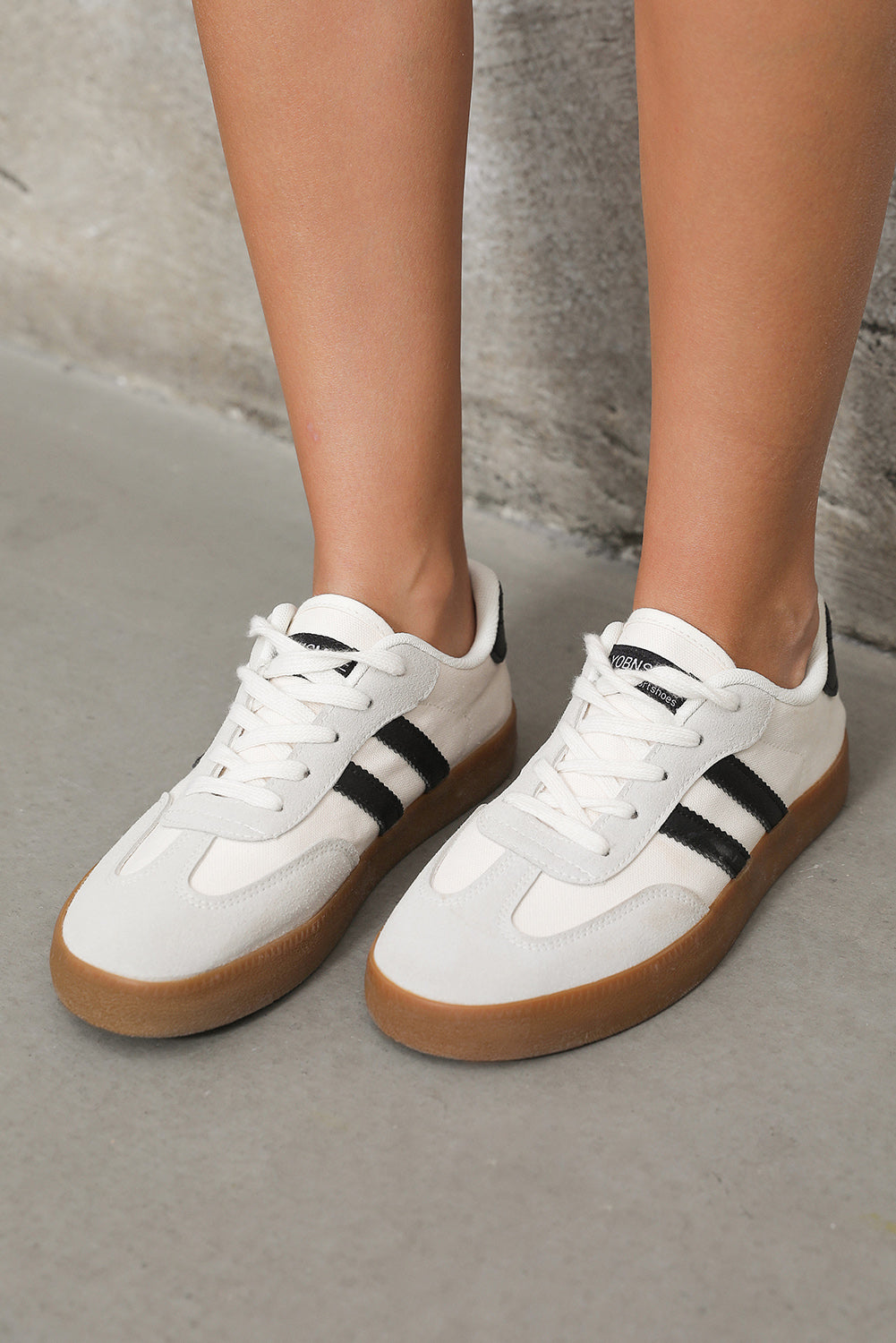 White Striped Lace Me Sneakers
