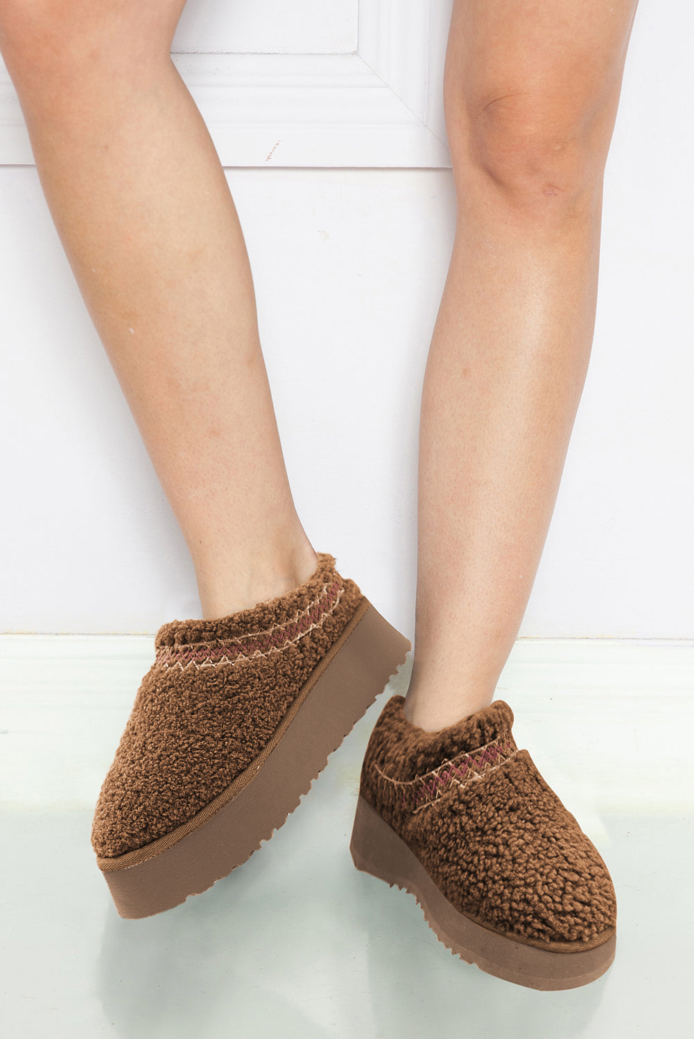Chestnut Sherpa Plush Thick Sole  Boots