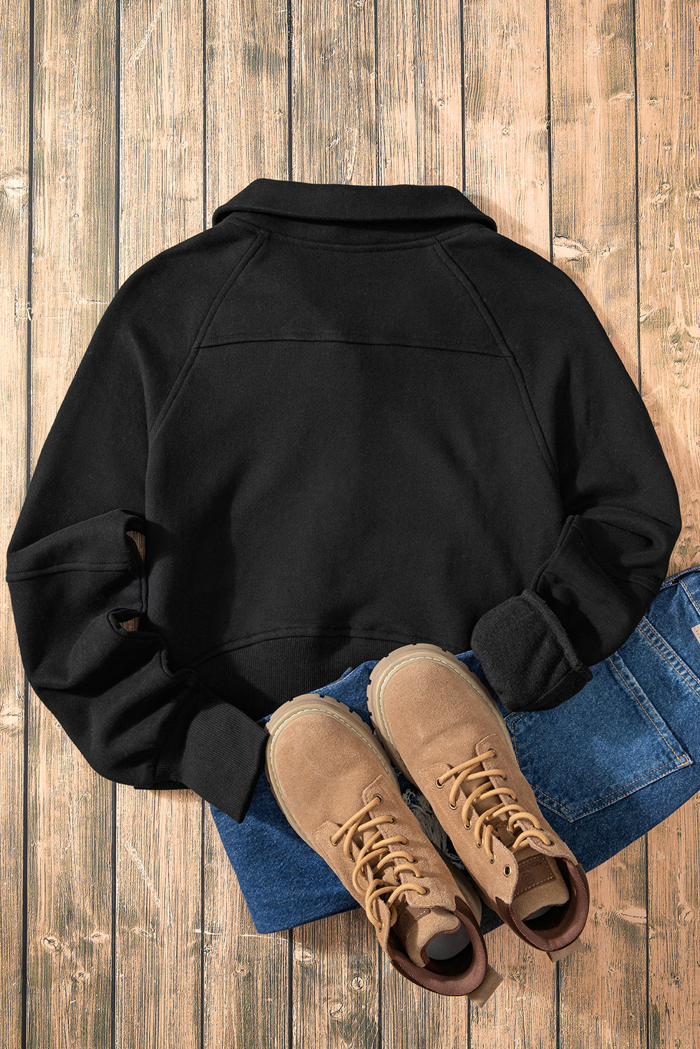Cozy Core Half-Zip Fleece Sweatshirt – Black