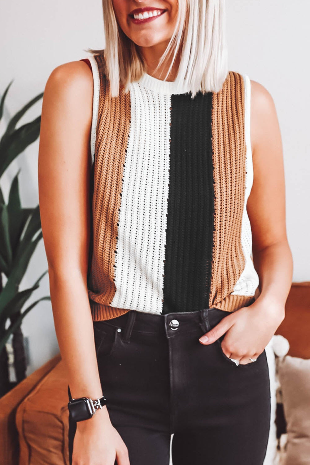 Color Block Knitted Sweater