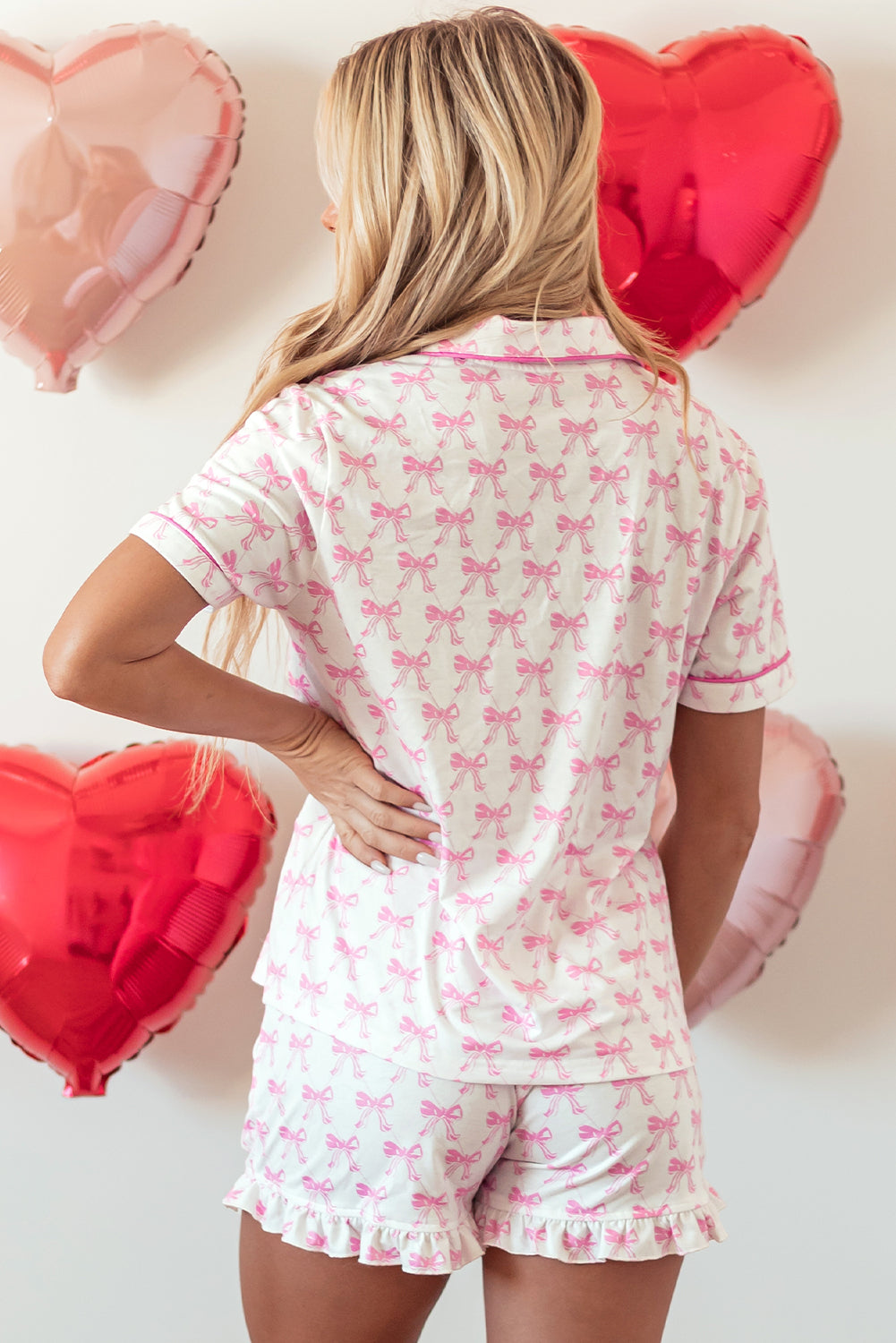 Sweetheart Pink Bow Pajama Set