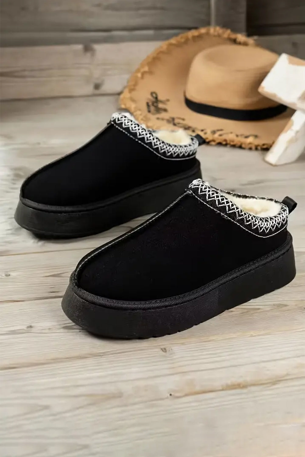 Black Suede Plush  Boots