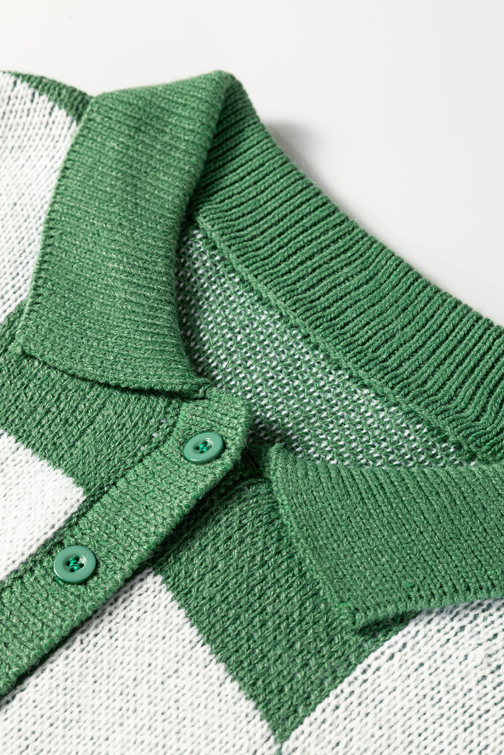 Mist Green Polo Collar Loose Sweater