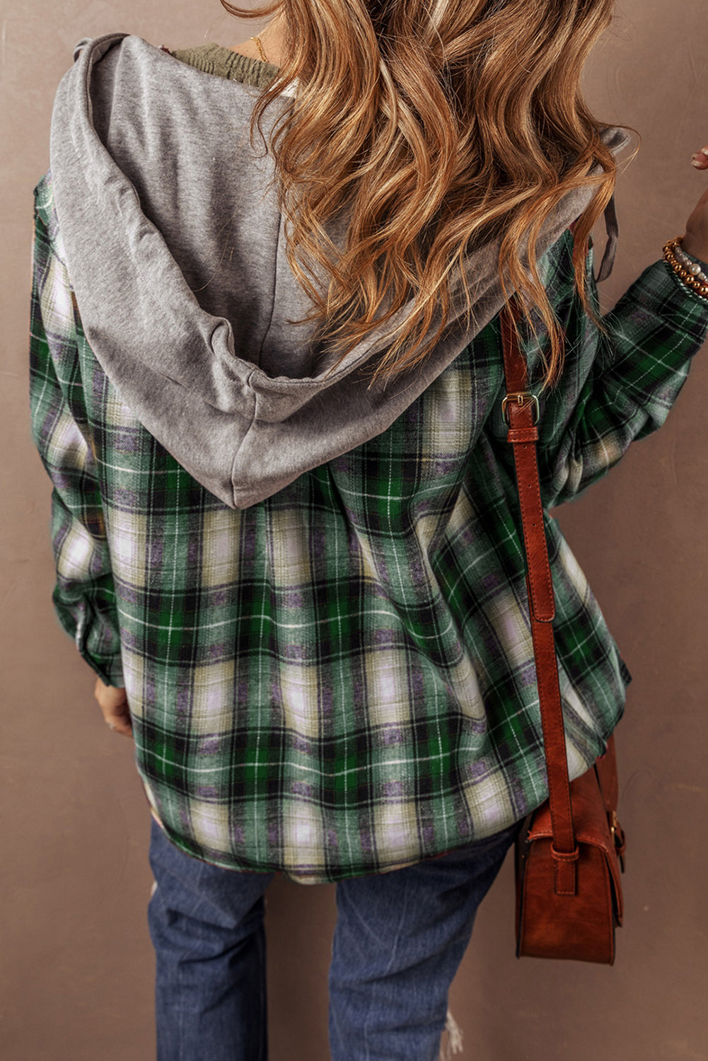 Plaid Hooded Button-Up Shacket