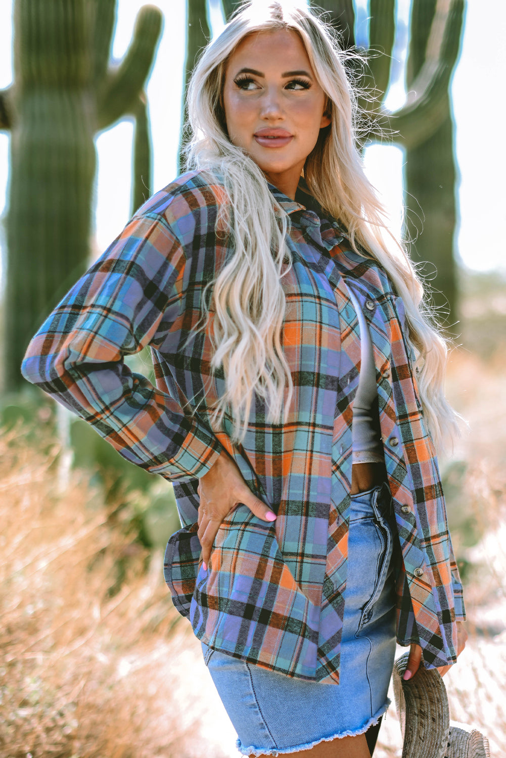 Desert Sky Plaid Flannel Shacket