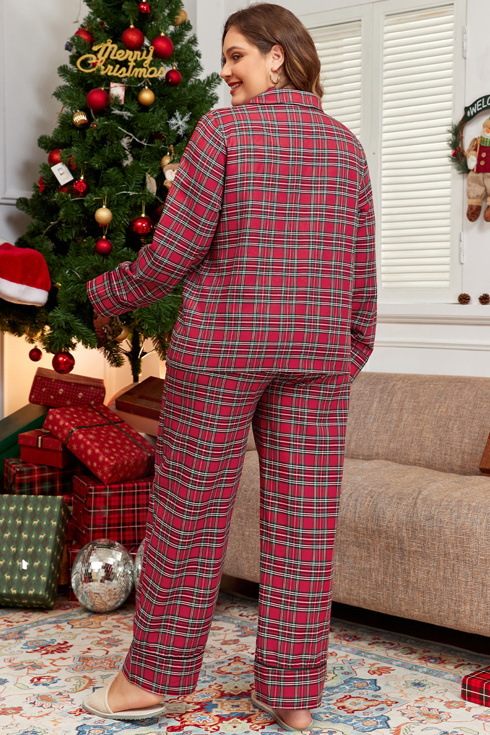 Plaid Perfection Plus Size Pajama Set