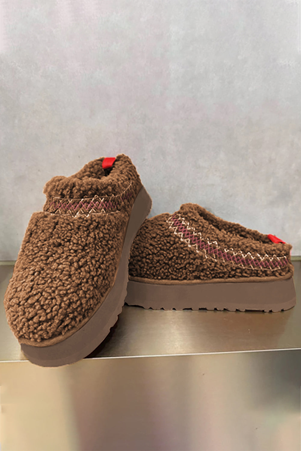 Chestnut Sherpa Plush Thick Sole  Boots