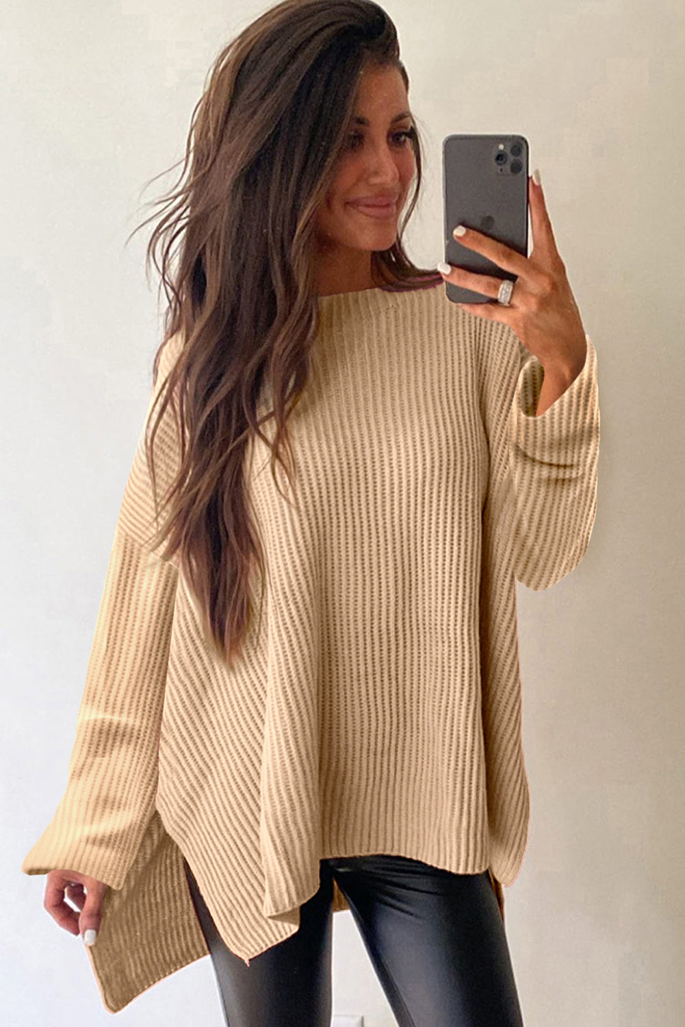 Apricot Drop Shoulder Sweater