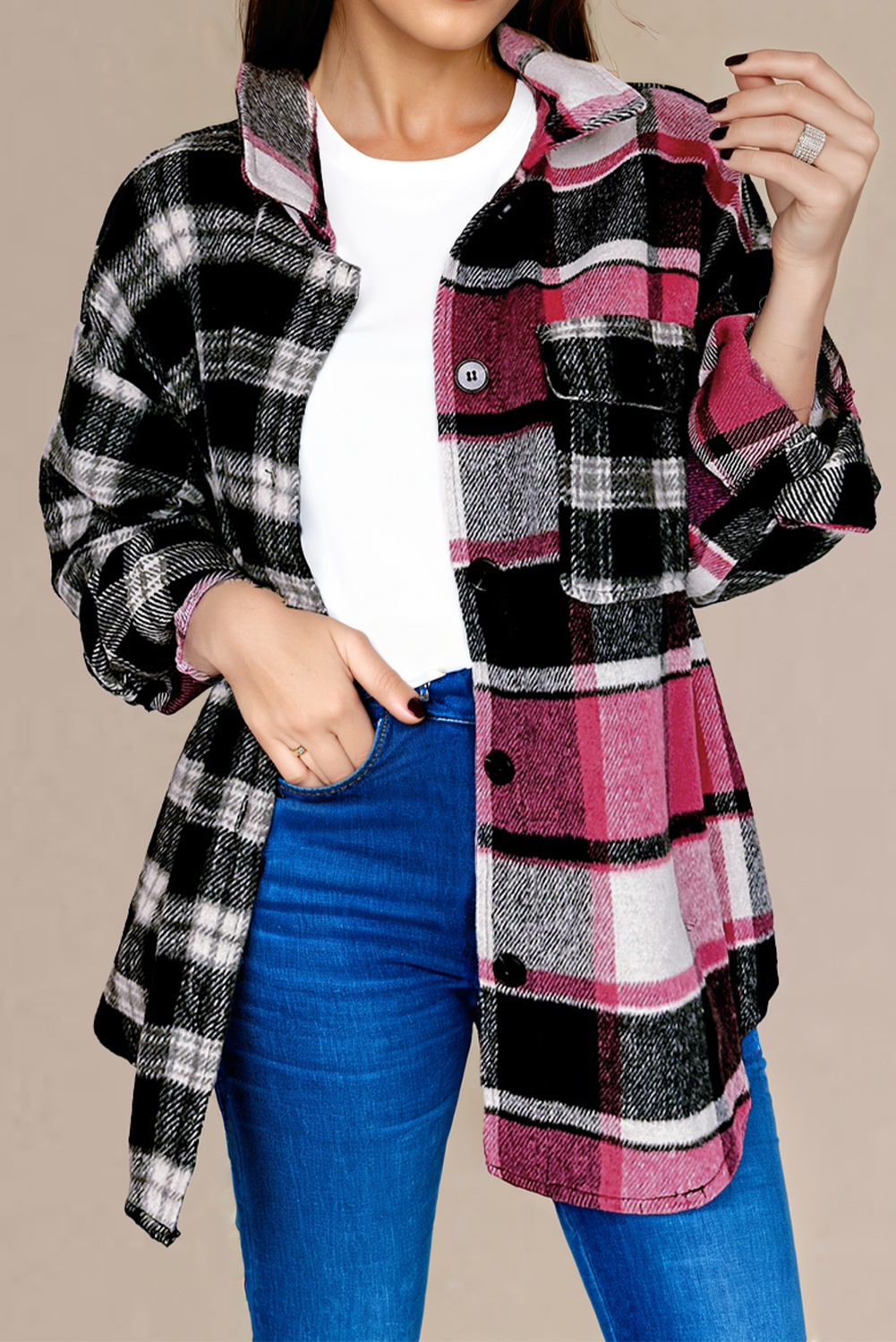 Black Plaid Colorblock