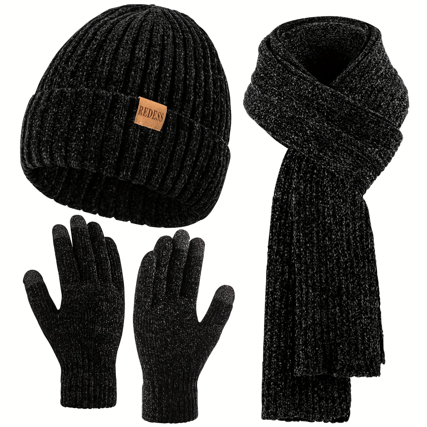 🎄Winter Scarf, Gloves & Hat Set - Plush Touchscreen Gloves
