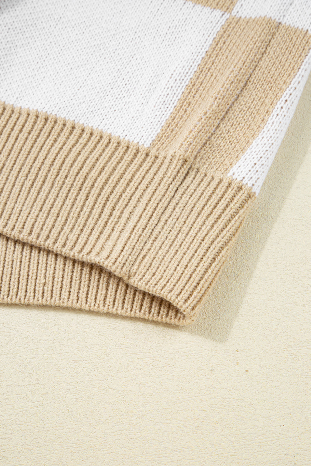 French Beige Polo Collar Loose Sweater