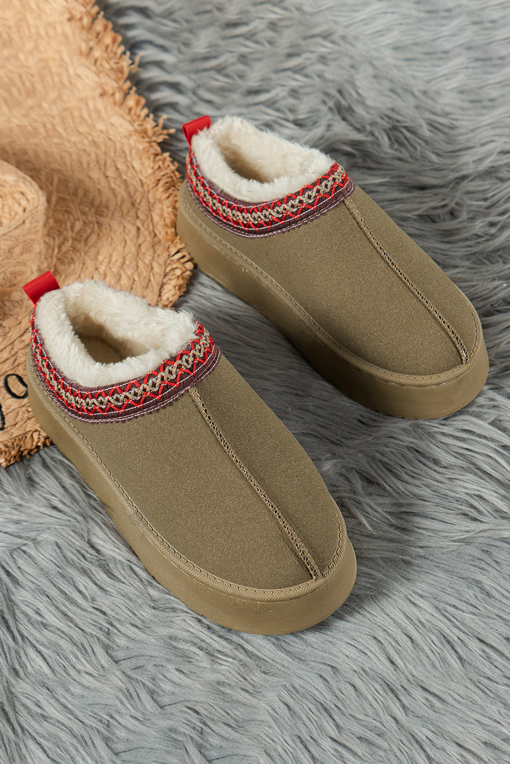 Sage Green Suede Plush Boots