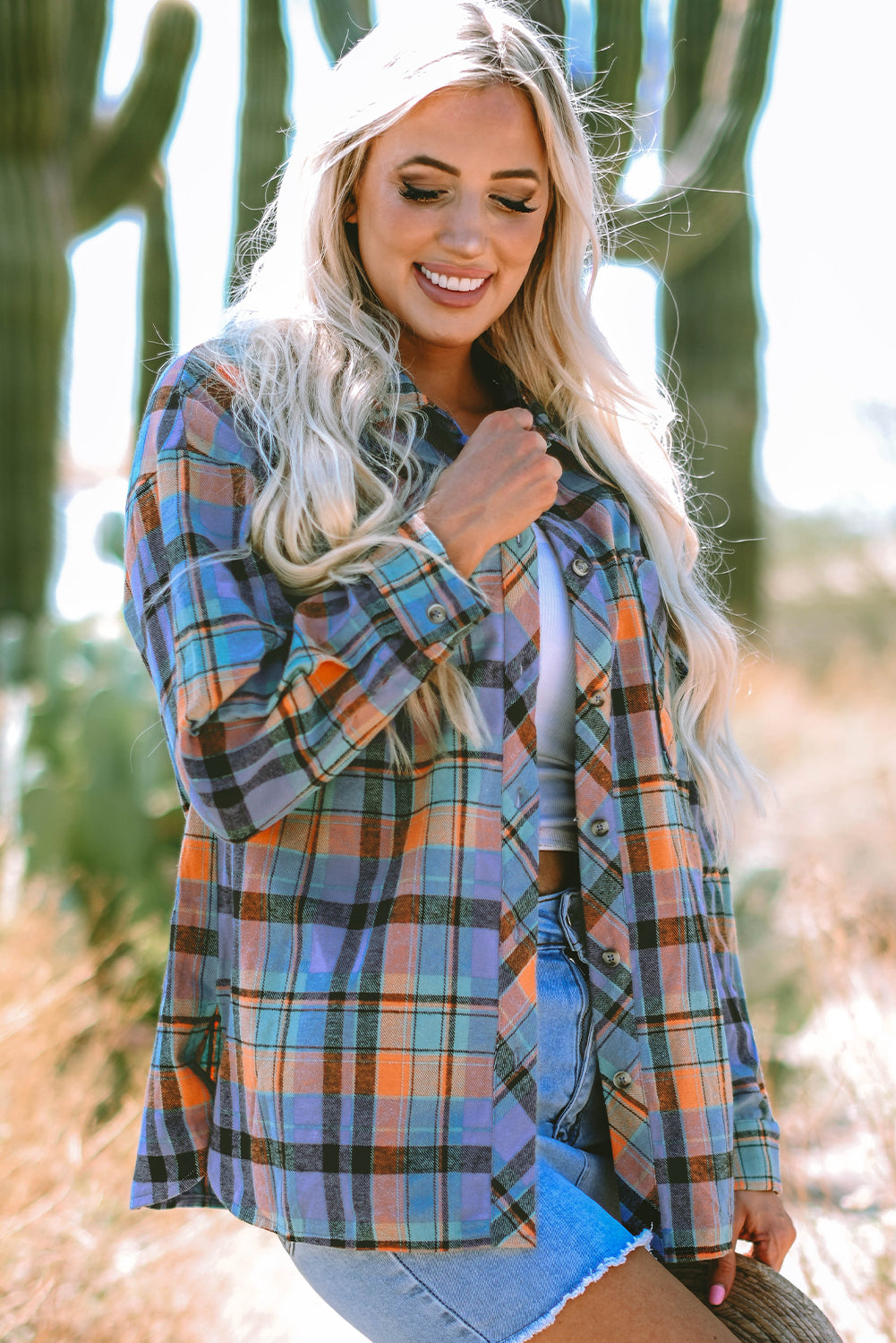 Desert Sky Plaid Flannel Shacket