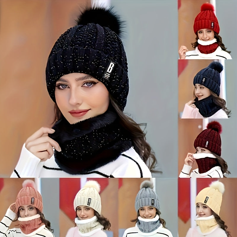 2pcs Windproof Thick Beanie & Scarf Combo