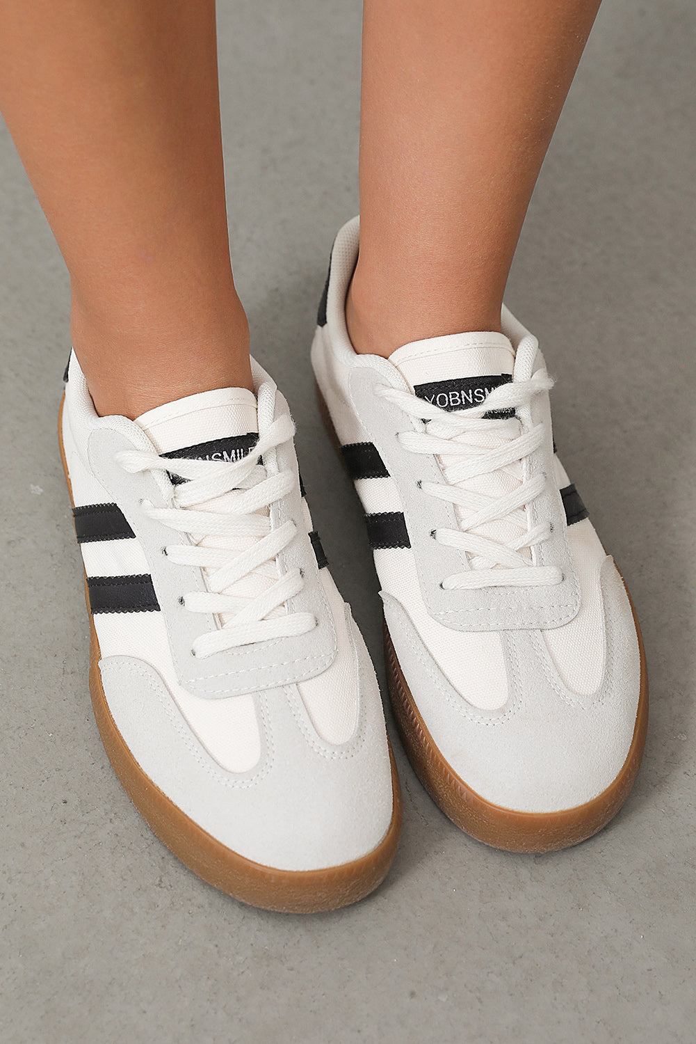 White Striped Lace Me Sneakers