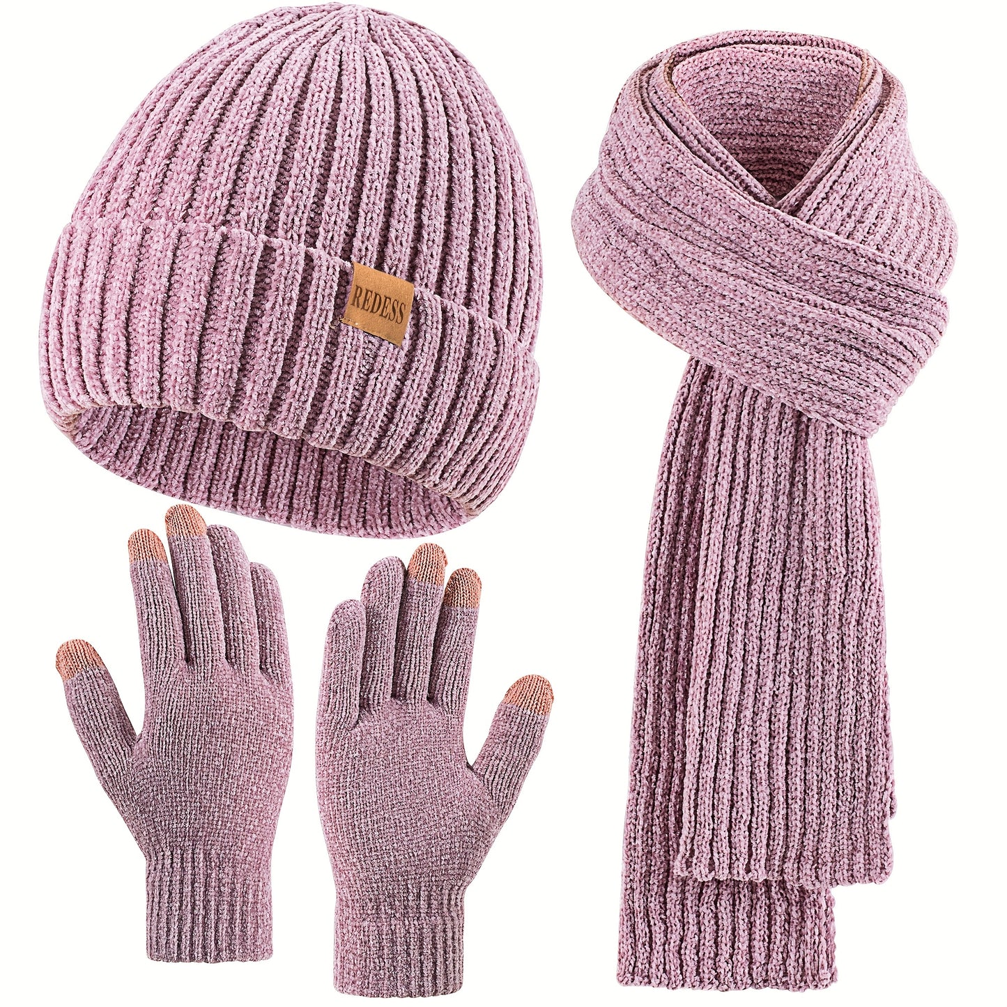 🎄Winter Scarf, Gloves & Hat Set - Plush Touchscreen Gloves