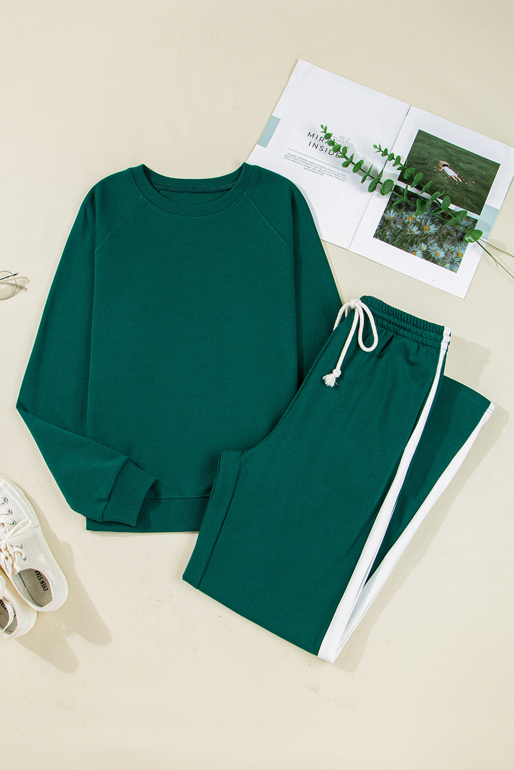 Sea Green Drawstring Pants Set