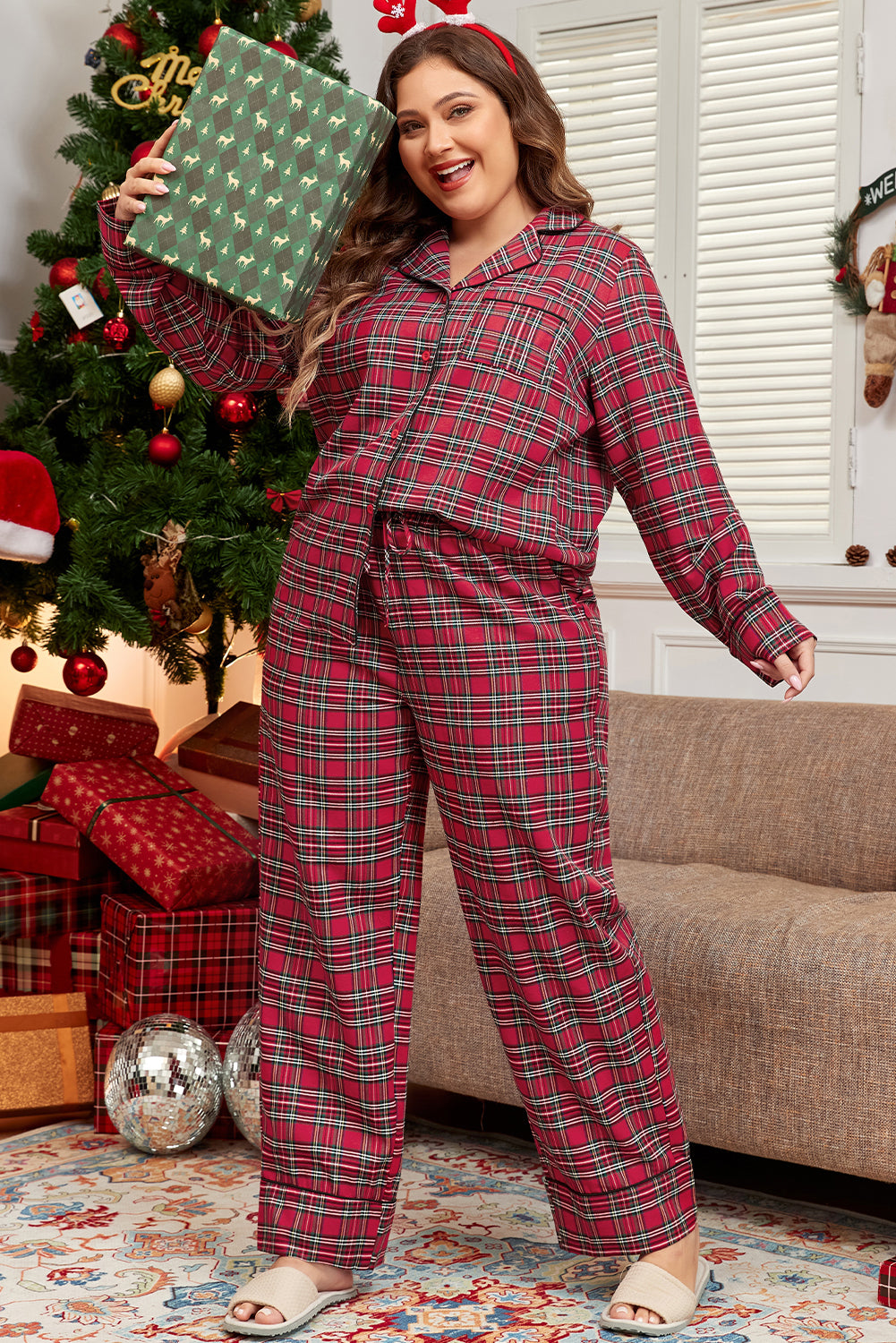 Plaid Perfection Plus Size Pajama Set
