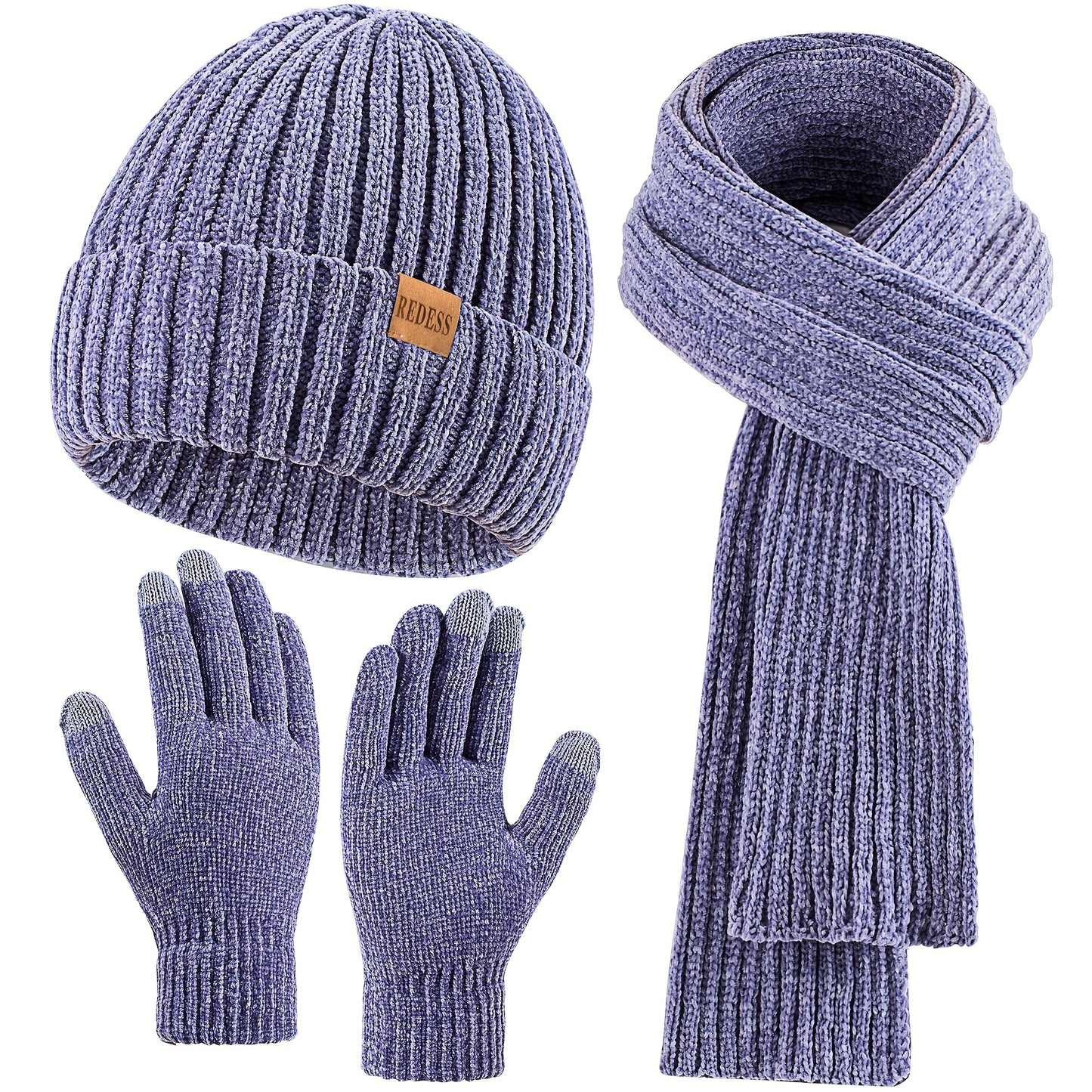 🎄Winter Scarf, Gloves & Hat Set - Plush Touchscreen Gloves