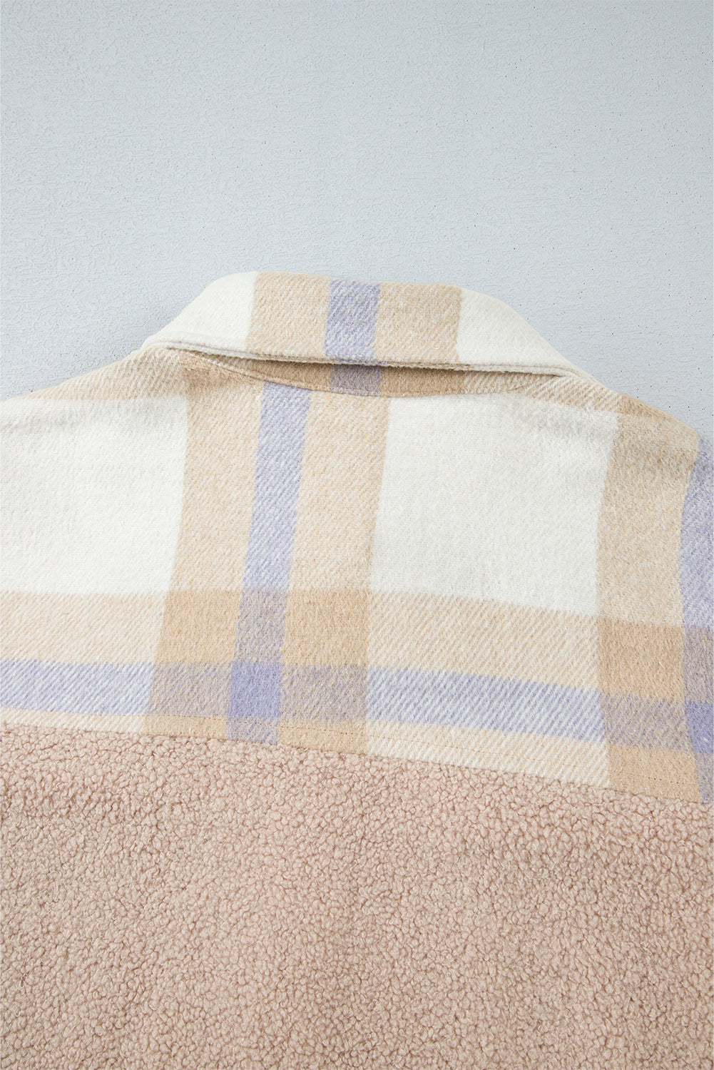 Plaid Pocket Teddy Coat – Beige