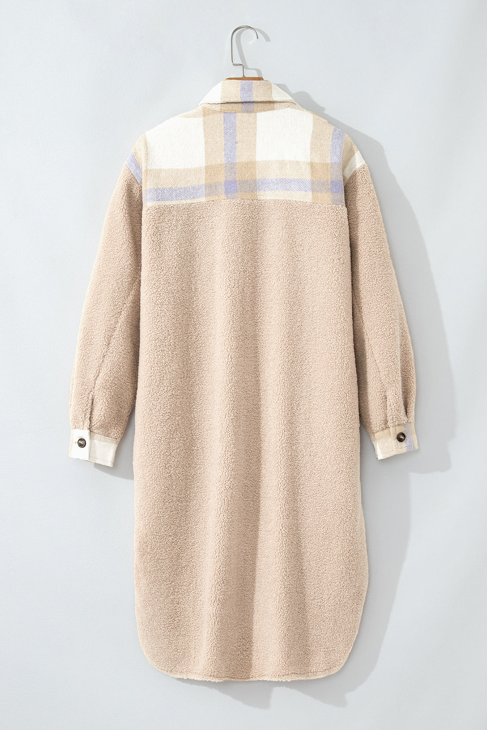 Plaid Pocket Teddy Coat – Beige