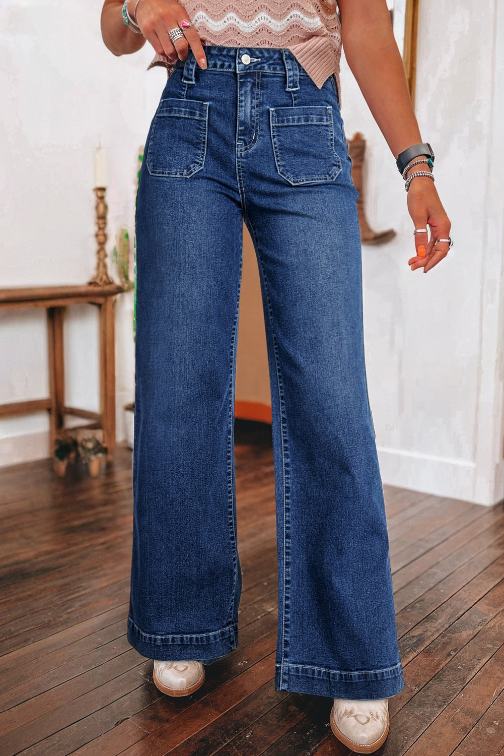 Sail Blue Wide Leg High Waist Jeans