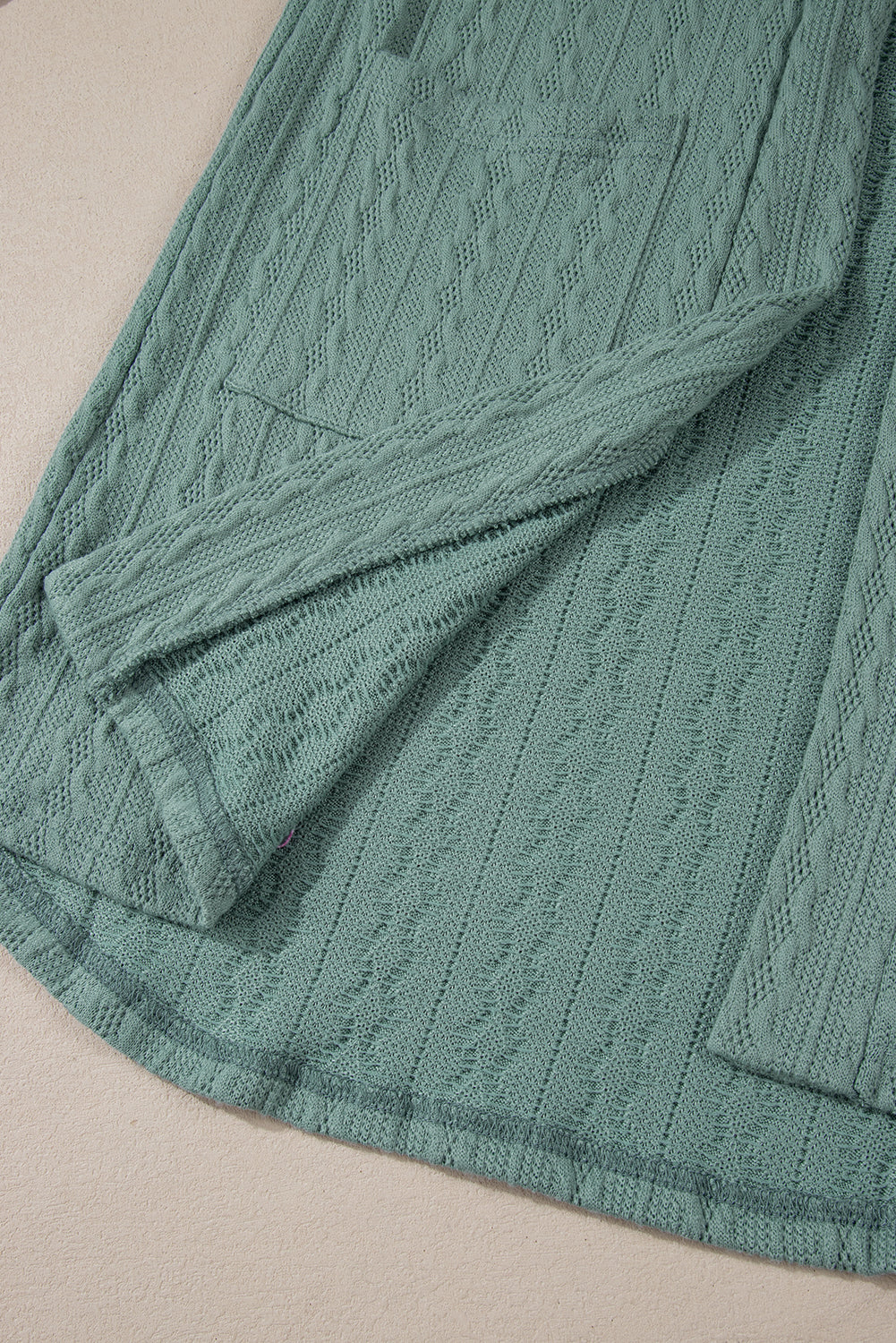 Canton Knit Side Pockets Open Front Cardigan