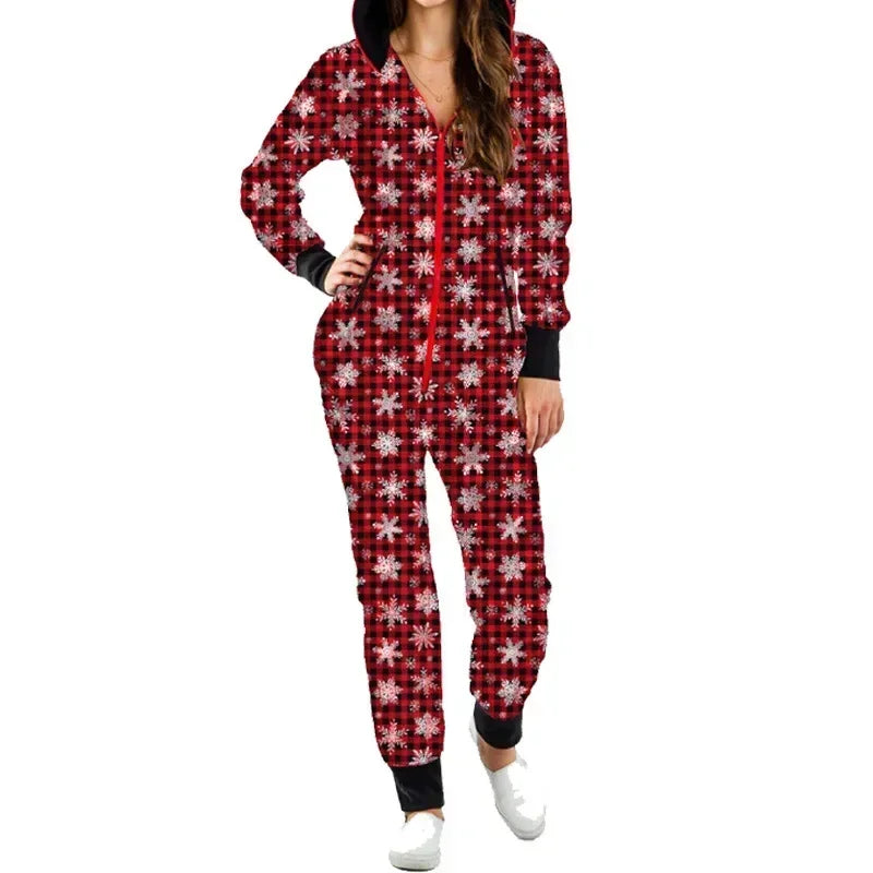 🎄 Cozy Holiday Onesie Jumpsuit — Match, Mingle & Stay Warm in Style