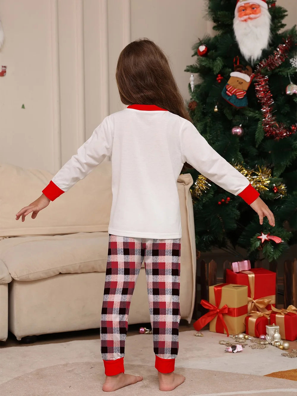 Family Christmas Pajamas Set – Reindeer & Plaid Print